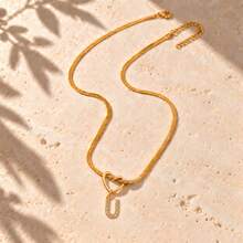 Initial Charm Gold Plated Letter Necklace For Women Men With Infinity Heart Loop And Cubic Zirconia Snake Chain - Yellow Gold - View 20
