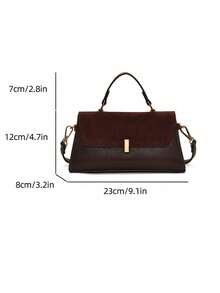 Vintage Suede Fashion Women's Handbag PU Patchwork Shoulder Bag Small Square Bag For Daily Commute - Burgundy - View 3