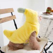 1pc Pet Hoodie, Banana Design, Thick Warm Fleece Jacket For Autumn/Winter, Suitable For Dogs And Cats, Cute Hooded Pet Loungewear, Pet Holiday Gift - Yellow - View 7
