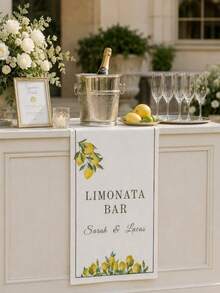 1pc Personalized Lemonade Bar Banner - Customizable Wedding Decor, Suitable For Weddings, Birthdays, Parties - Elegant Square Table Sign, Customizable Name/Text, For Lemon Drink Display, Italian Theme - Multicolor - View 4