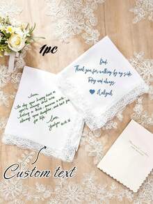Custom Personalized Wedding Handkerchiefs – Embroidered Text And Tassel Accents; Elegant Lace Accessories For Weddings And Bachelorette Parties - Multicolor - View 15