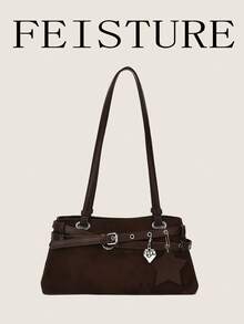 FEISTURE 1件裝時尚女款腋下肩背包，附裝飾肩帶，適合日常出遊、約會、通勤 - 咖啡 - 查看 3