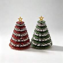 Wooden 3D Christmas Tree Decoration DIY 3D Snowflake Wooden Craft Handmade Christmas Hanging Ornament Desktop Christmas Tree Decor Holiday Snowflake And Leaf Accessories - Multicolor - View 4