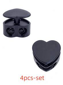 12/8/4/1pc/Set Multi-Functional Heart-Shaped Double-Hole Cord Lock (Silver/Gunmetal/Black), Spring Buckle Adjuster, Commonly Used For Hoodie, Backpack Or Clothing Drawstring Adjustment, Clothing Accessories - Multiple Styles - View 15