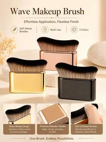 Gold Body Makeup Brush, Portable Curved Foundation Blending Brush, Dense Soft Bristles, Suitable For Liquid Foundation, Body Lotion, Concealer, Blush, Contour, Powder Products For Face And Body Makeup, Travel And Gift Choice - Multicolor - View 2