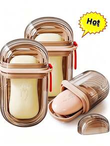 High-Quality Draining Soap Box, Portable With Lid Design - Leak-Proof Travel Soap Box, Transparent Lid For Easy Identification, Lightweight And Hygienic, Suitable For Camping, Gym, Bathroom, Kitchen - Bathroom Soap Box (Random Style) - Multiple Styles - View 2