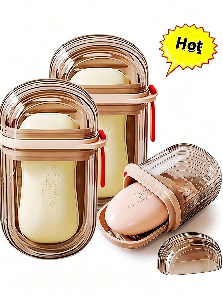 High-Quality Draining Soap Box, Portable With Lid Design - Leak-Proof Travel Soap Box, Transparent Lid For Easy Identification, Lightweight And Hygienic, Suitable For Camping, Gym, Bathroom, Kitchen - Bathroom Soap Box (Random Style)