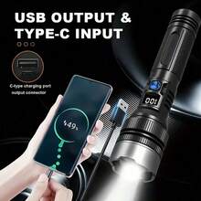 High-Power Flashlight. Featuring A Digital Display And USB Charging, This Flashlight Is An Essential Tool For Camping And Wilderness Survival; It Makes An Excellent Gift For Camping Enthusiasts And Is An Ideal Choice For Emergency Preparedness. - 911 Flashlight - View 6