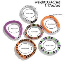 6pcs/Set European Gothic Style Colorful Soft Clay Multi-Layer Stackable Bracelets, Heart Letter Pumpkin Element Wristbands, Couple Holiday Photo Accessories, Autumn/Winter Atmosphere Small Gifts - Multicolor - View 10