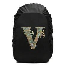 Penutup Hujan Ransel Motif Cetak Huruf Gulir Bunga Dekoratif Vintage, Pelindung Ransel Tali Serut Tahan Air dan Anti Debu, Perlengkapan Outdoor Tahan Lama untuk Mendaki, Berkemah dan Perjalanan - Hitam - View 108