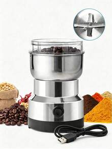 USB Coffee Grinder Suitable For Grinding Coffee Beans, Spices, And Nuts, Meeting Daily Kitchen Needs. - Silver - View 3