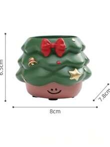 Christmas Resin Figurine Planter, Cute Santa & Tree Shape Decor Pot With Artificial Pine, Tabletop Holiday Centerpiece For Home Mantel, Window, Balcony, Xmas Party Decor & Festive Gift For Family Friends - A - View 11