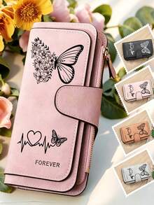 Women's Long Zipper Clutch Wallet With Large Capacity Card Slots, Featuring Exquisite Floral And Butterfly Pattern Design And Fashionable Coin Compartment; Perfect Gift For Friends, Family Or Mother For Daily Use, Thanksgiving Or Christmas - Multicolor - View 2