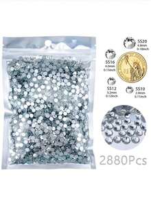 1440pcs/Pack Flat Back Rhinestones, Large Pack Clear White Glass Diamonds, 2mm Silver Rhinestones For Clothing/Stroller/Shoes/Mug/DIY - White - View 2