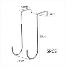 1/3/5pcs Multi-Function Stainless Steel S-Shaped Double Hooks, Removable No-Drill No-Adhesive Design, Kitchen Cabinet Bathroom Towel Coat Storage Rack - Multicolor - View 15