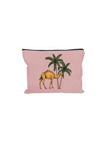 Date Palm Tree Camel Print Makeup Bag, Portable Zipper Cosmetic Pouch, Desert Style Travel Toiletry Storage Bag For Women,Middle Eastern Style,Boho Desert Pattern,Arabic Style, Lightweight, Multi‑Purpose, Gift For Her, Daily Cosmetic Storage - Multicolor - View 12