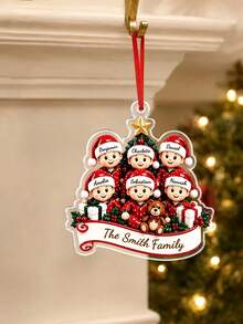 1pc Custom Name Santa Family 2026 Christmas Ornament, Personalized Family Name Acrylic Christmas Tree Hanging Decor, Family Holiday Keepsake Gift,Christmas Gift - Red - View 10