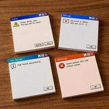 4 Packs Retro Computer Error Sticky Notes, 200-Sheet Funny Y2K Popup Memo Pads For Office, School, Journaling & Desk Reminders - one-size - View 5