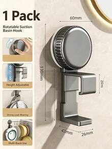 Suction Cup Drill-Free Wash Basin Hook, Wall-Mounted Adjustable Basin Storage Rack, Bathroom Hanging Basin Organizer, Suitable For Wash Basins And Folding Basins. Knob Lock Suction Adhesion Securely, Height Can Be Adjusted Freely, Removable And Relocatable Without Leaving Residue, Installable On Smooth Walls Like Tiles, Free Up Countertop Space, Say Goodbye To Bathroom Clutter, Multi-Scenario Use In Bathrooms, Toilets, Balconies, Suitable For Renters And Homeowners, Minimalist Design Fits Various Home Decor. - Multicolor - View 9