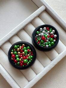 1 Bottle Mixed Size Red And Green Pearl Nail Art Decorations, Simple Versatile Christmas All-Match Accessories - Multicolor - View 6