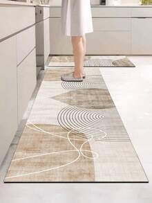 SANJIANGDI 1pc Vintage Floral Tile Pattern Kitchen Mat, 3.5mm Soft Rubber Material, Absorbent And Easy To Clean. Suitable For Hallway, Bathroom, Living Room, Outdoor Door Mat And Toilet. All Year Round Use, Suitable For Various Holidays. - Multicolor - View 1