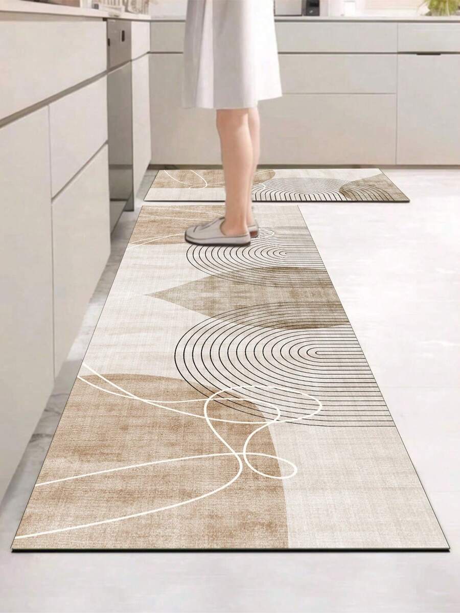 SANJIANGDI 1pc Vintage Floral Tile Pattern Kitchen Mat, 3.5mm Soft Rubber Material, Absorbent And Easy To Clean. Suitable For Hallway, Bathroom, Living Room, Outdoor Door Mat And Toilet. All Year Round Use, Suitable For Various Holidays. - Multicolor - View 1