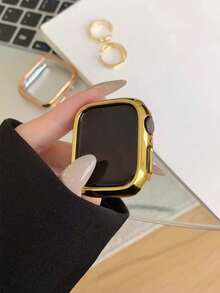 Huastonband Funda protectora compatible de material PC duro con marco hueco chapado en oro para reloj, marco protector adecuado para reloj Ultra 3 2 1 S10 SE S9/S8/S7/S6/S5/S4/S3/S2/S1 Series, para hombres y mujeres, protector de reloj 38MM/40MM/41mm42MM/44MM/45MM/46MM/49mm, funda protectora de reloj inteligente, regalo del Día del Maestro, regalo de graduación, - oro - Ver 5