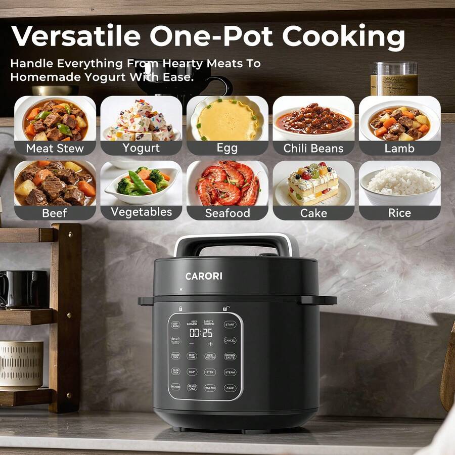 12-In-1 Electric Pressure Cooker 6 Qt, Dual Inner Pots, Stainless Steel ...