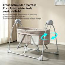 Carriola Eléctrica para Bebé con Asistencia Inteligente, Cochecito de Paseo Plegable con Motor Silencioso, Sistema de Freno Automático y Arnés de 5 Puntos, Apta de 0 a 36 Meses - Gris - Ver 6