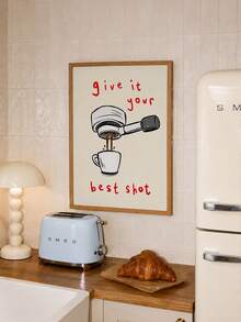 1件無框 Give It Your Best Shot 咖啡畫布牆飾，趣味濃縮咖啡手柄語錄海報，可愛手繪廚房裝飾畫，幽默咖啡店、廚房、餐廳牆面裝飾，送給咖啡愛好者的可愛禮物 - 抽象C款 - 查看 3