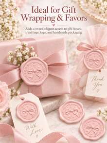 20/30/50/100pcs Bow Wax Seal Stickers, Wedding Invitation Envelope Seal Stickers, Self-Adhesive Envelope Seal Stickers, Suitable For Wedding, Invitation, Envelope, Gift Packaging, Christmas - Bow--blush Pink (New 2) - View 3