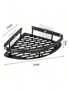 1 Estante de esquina, estante de almacenamiento para baño y cocina, estante de almacenamiento para baño sin perforaciones, estante de almacenamiento triangular para baño y cocina montado en la pared. - Negro - Ver 4