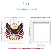 1 Set American Vintage 18 Mesh Fabric Embroidery Kit 15x15cm With Photo Frame Full Tool Set Bald Eagle Flag Pattern Handmade Cross Stitch Stress Relief DIY Wall Hanging - Multicolor - View 3