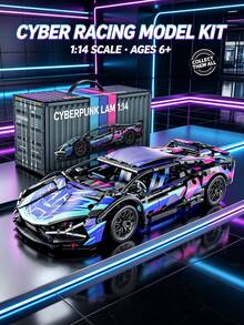 1:14 Scale Technical Racing Car Building Block Set, Cyberpunk Styles Cool Hypercar Model, DIY Assembly Small Particle Bricks Toy, Desktop Display Collectible Gift For Kids Aged 6 And Above And Racing Enthusiasts, As A Collectible Birthday Gift - Multicolor - View 8