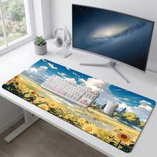 Sunflower Blue Sky White Clouds Pattern Gaming Mouse Pad, Non-Slip Rubber Desktop Mat, Smooth Sliding Surface, Suitable For Computer Laptop Office Home, Bright Abstract Art Decor, Back To School Supplies - A - View 5