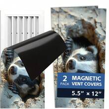 Fun Cartoon Animal Magnetic Ventilation Cover, 12 * 5.5 Inches And 15.5 * 8 Inches, Used As A Flexible PVC Sleeve Cover For Metal Floor, Wall, Ceiling Vents, Ventilation, And Odor Blockers To Prevent Foreign Objects From Falling Off - B - View 34