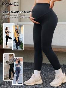 無縫高彈力孕婦瑜伽褲 女款護肚透氣柔軟健身緊身褲 - 灰色 - 查看 2