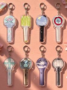1pc/8Pcs K--Pop Fan LightStick Acrylic KeychainCharms, Cute Music Group Replica Pendant Set, Y2K Concert Enthusiast Accessory, Perfect Gift For K-Pop Fans And Friends, High-Quality Transparent Acrylic, Suitable For Tote Bags, Keys And Daily Decoration. - Multicolor - View 1