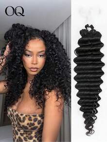 OQ Hair Deep Wave Feather Crochet Human Hair 16-24 Inch Braids Friendly Hair Extensions Shed-Free Easy Install 50g Per Bundle Natural Color Virgin Human Hair No Chemical Process Daily Use For Beginners - SNatural - View 3