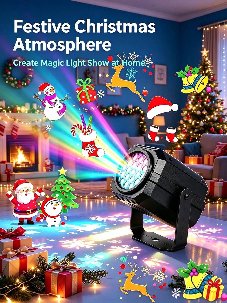 Lampu Proyektor Natal USB, Proyeksi Multi-Pola Kepingan Salju, Manusia Salju & Pohon Natal, Braket yang Dapat Diatur, Untuk Ruang Tamu, Pesta, Rumah, Lampu Sorot Dekorasi Suasana Natal - Lampu proyektor - View 1