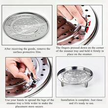1pc High Feet Stainless Steel Steamer Rack With Detachable Three-Legged Separator Plate, Multifunctional Kitchen Steaming Dishes - Silver - View 11