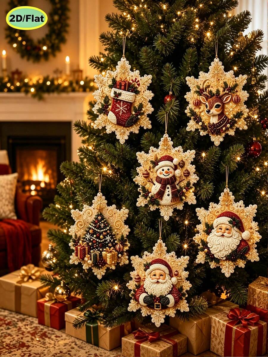 Christmas Themed Hanging Tags, Christmas Themed 2D Flat High-Definition Print, Christmas Tree Hanging Decoration, Window Display Scene Arrangement, Creative Holiday Gift - Multicolor - View 1