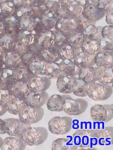 100pcs 8mm Premium Flat Round Loose Crystal Glass Beads, Handmade DIY Jewelry Bracelet Necklace Accessories - Bright Gold - View 11
