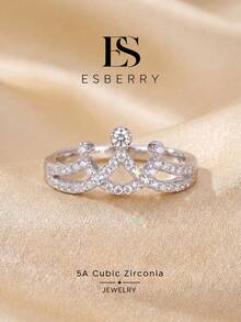 ESBERRY 1pc Elegant Luxury Princess Crown Ring, Exquisite Women's Jewelry Gift, Suitable For Dating - Diamond Crown Ring - View 1