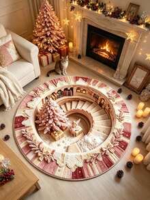 1pc Christmas Spiral Staircase Floor Mat, Christmas Gift, Door Mat, Small Rug, Welcome Mat, Carpet, Floor Mat, Outdoor Door Mat, Kitchen Rug, Home Decor, Front Door Mat, Area Rug, Outdoor Mat - Multicolor - View 1
