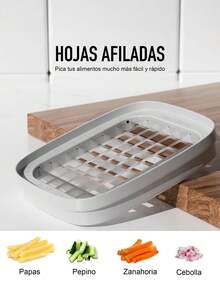 AG BOX Picador de Verduras Cortador de Frutas Manual Cuchillas Acero Inoxidable Cocina Corte Rápido - Gris - Ver 3