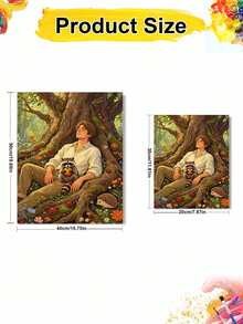1 Set Man And Raccoon DIY Digital Oil Painting Kit, Artistic Oil Painting Set, Suitable For Adult Beginners, Bedroom Decor And Art Wall Decoration, Holiday Gifts. - Sets - View 4