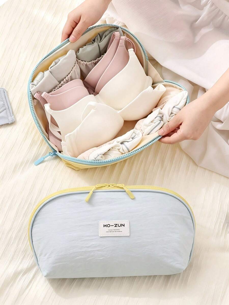 Travel Underwear Storage Bag, Large Capacity Compartment Underwear Organizer, Portable Zippered Bra & Socks Storage Box, Lightweight Women's Luggage Organizer Bag, Suitable For Travel And Daily Clothing Sorting