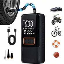 Portable Tire Inflator, 150PSI Electric Air Compressor With Digital Display, Auto Shut-Off & Led Light, 3X Fast Inflation, Cordless Car Tire Pump For Cars, Suvs, Motorcycles, Bicycles & Sports Balls. 7.4V 1500mAh - Wireless - View 9