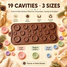 2pcs Button Chocolate Silicone Mold, 19-Cavity 4-Hole Candy Mold, Non-Stick Silicone DIY Button Shape Mold For Cakes, Cupcakes, Cookies, Birthday Party Dessert Decoration, Christmas Home Decor, Kitchen Gadget, Kitchen Utensil, Ramadan, Arabic Coffee Cup, Kitchen Decor, Kitchen Accessory, Kitchen Supplies, Home Accessory, Kitchen Storage, Holiday Essential, Kitchen Essential, Kitchen Decor And Accessory, Home Essential, College Essential, 2026 Christmas Decoration - Multicolor - View 6